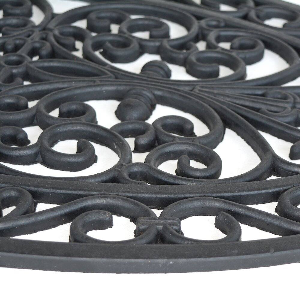 Alt View 1. AmeriHome - AmeriHome Oval Shape Decorative Scrollwork Rubber Entry Mat 18 x 30 in. 2 Piece Set - Black.
