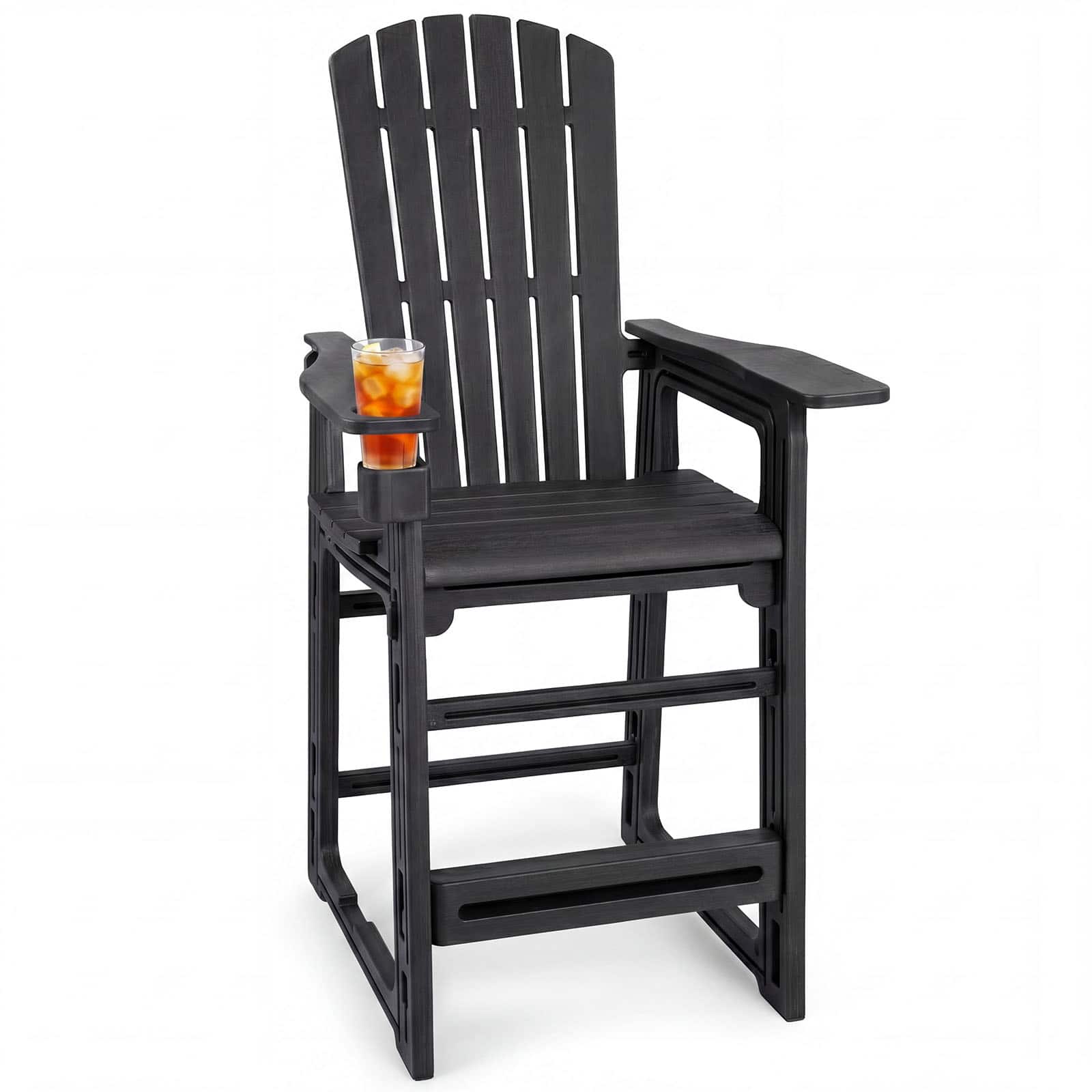 Costway - 1 PCS All-Weather HDPE Tall Adirondack Chair with Backrest Armrests Footrest Cup Holder - Black price history on PriceWatchPro
