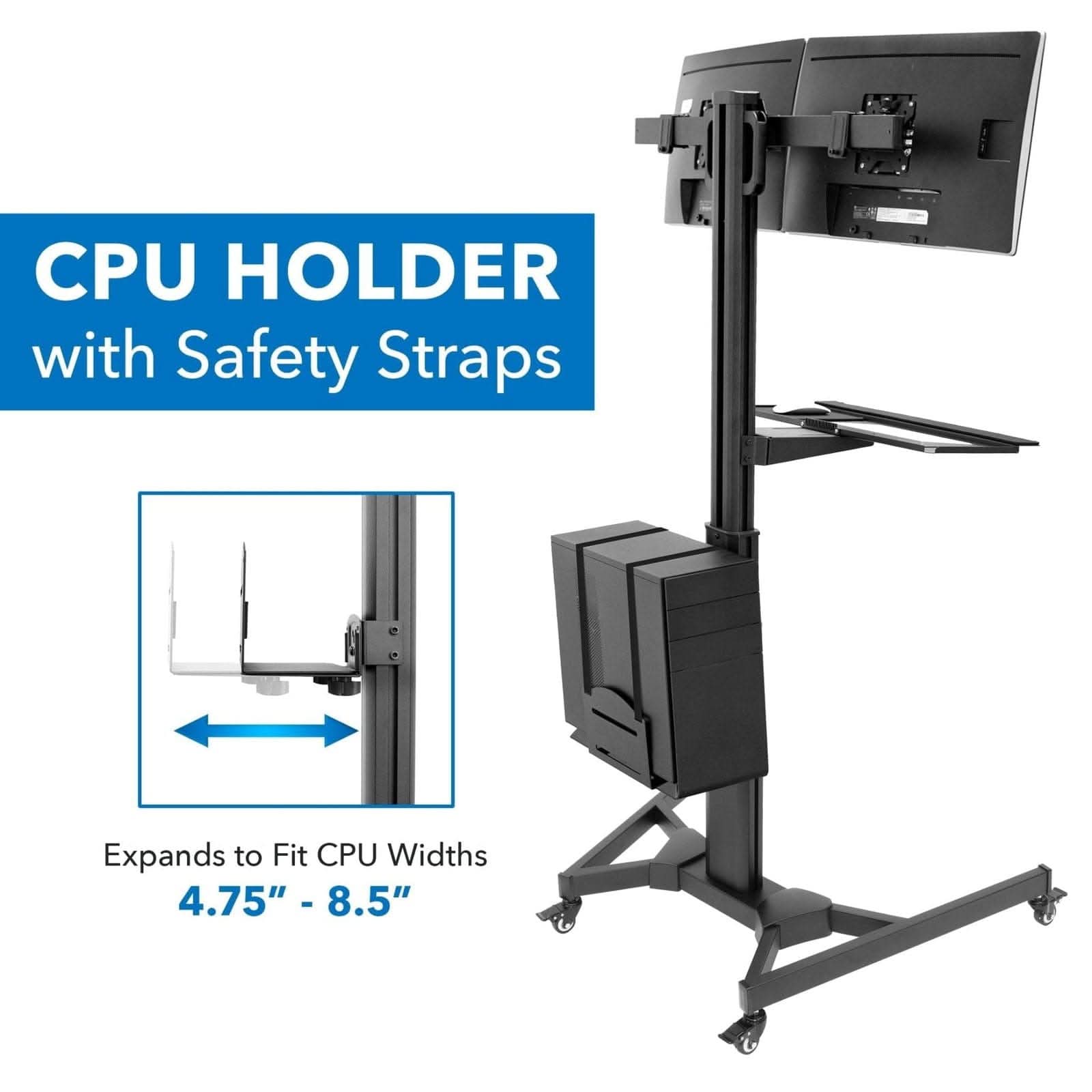 CPU HOLDER with Safety Straps Expands to Fit CPU Widths 4.75" - 8.5"