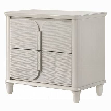 Front. Manhattan Lane - Veda Nightstand, 2 Modern Drawers, 30 Inch - Pearl White.