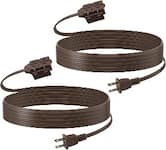 BN-LINK - 9 ft Indoor Extension Cord, 2-Pack, 3-Outlet Polarized Flat Cable, Power Cord for Home, Office & Holiday - Brown
