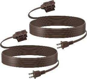 Front. BN-LINK - BN-LINK 9 ft Indoor Extension Cord, 2-Pack, 3-Outlet Polarized Flat Cable, Power Cord for Home, Office & Holiday, Brown - Brown.