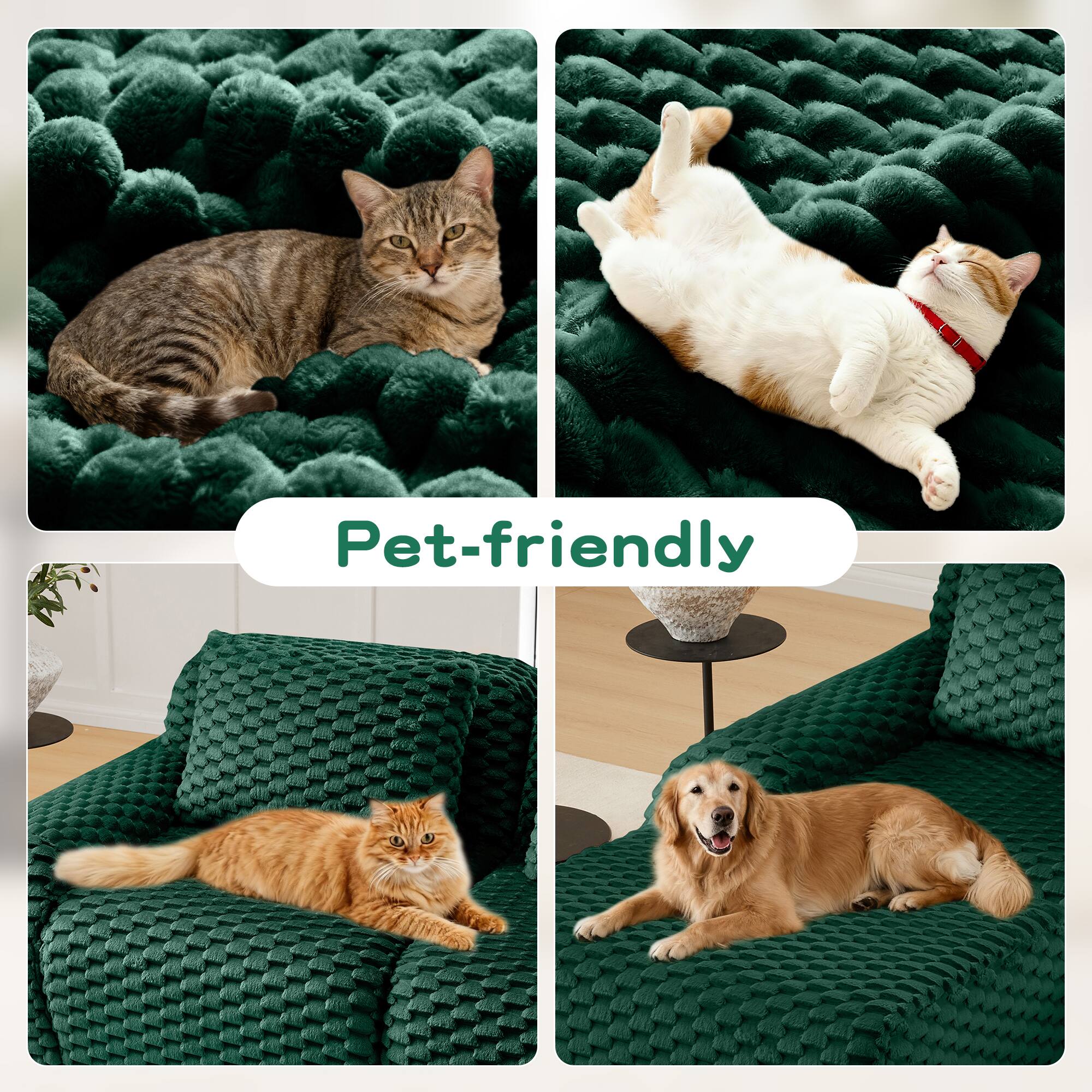 Alt View 2. LOVMOR - 146 inch 4 Seater Plush Sectional Couch Modular Deep Seat No Assembly Compressed Pack Anti Slip For Cloud Soft - Green.