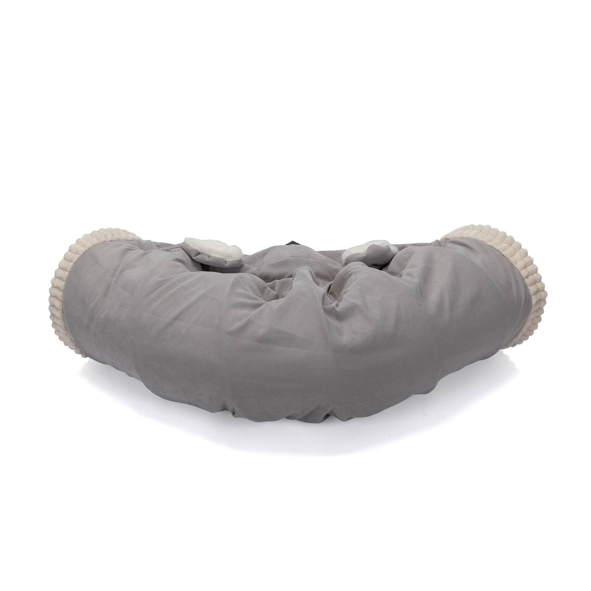 Angle. Pefilos - 49" Large Cat Tunnel Bed for Indoor, Cat Tube with Collapsible Washable Cat Bed, Cat Toys for Small Medium Kitty City - Gray.