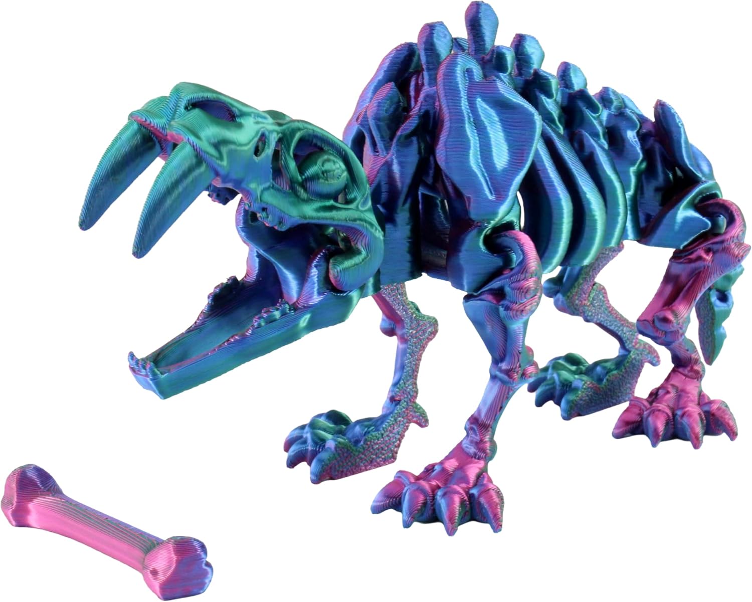 3D Printed Skeleton Sabertooth Tiger, Prehistoric Collectible Articulating Dinosaur 3D Figurine Desk Décor by PowerTRC