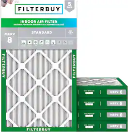 Filterbuy - 12.75x21x2 MERV 8 Dust & Allergy Defense, Electrostatic Pleated HVAC AC Furnace Air Filters Replacement (5-Pack) - Silver