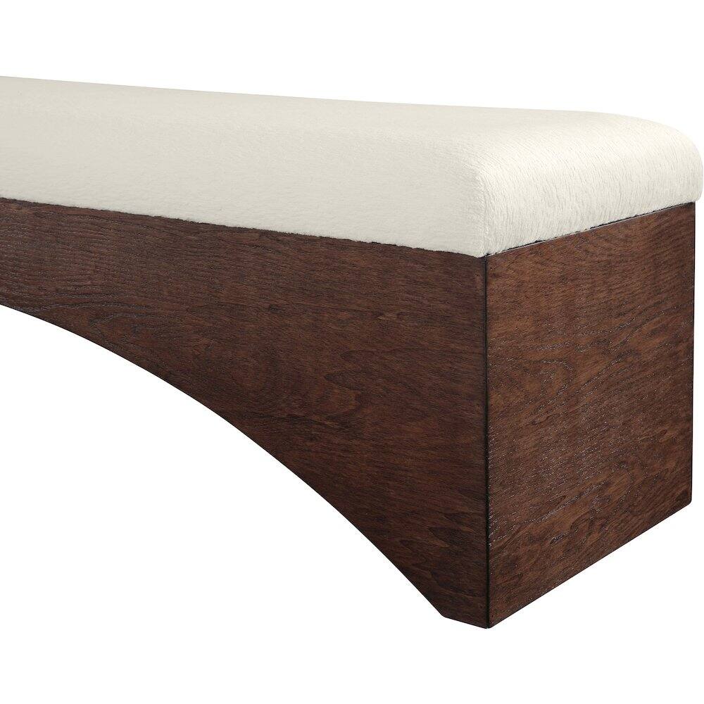 Alt View 4. Meridian Furniture - Lawson Cream Velour Fur Fabric Bench - Beige.