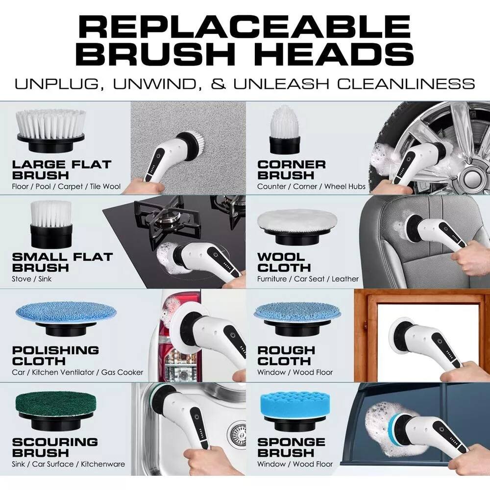 Luminuxe Electric Spin Scrubber Cleaning Brush 8 In 1 with