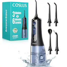 COSLUS - CX51 Professional Water Flosser, 3 Modes & 6 Intensities, for Sensitive Gums/Braces, Travel/Home