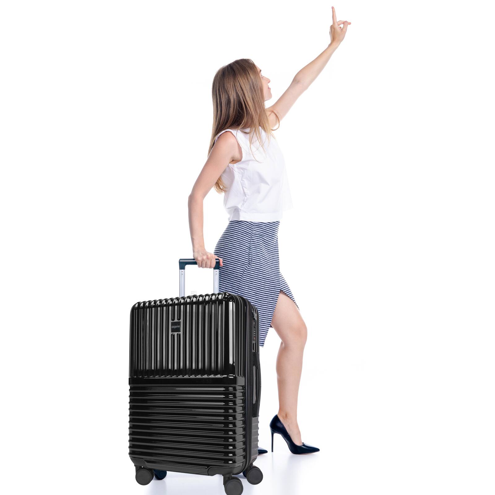 Angle. World Traveler - World Traveler Dejuno Tonal 24-Inch Polycarbonate Spinner Luggage - Onyx - Onyx.