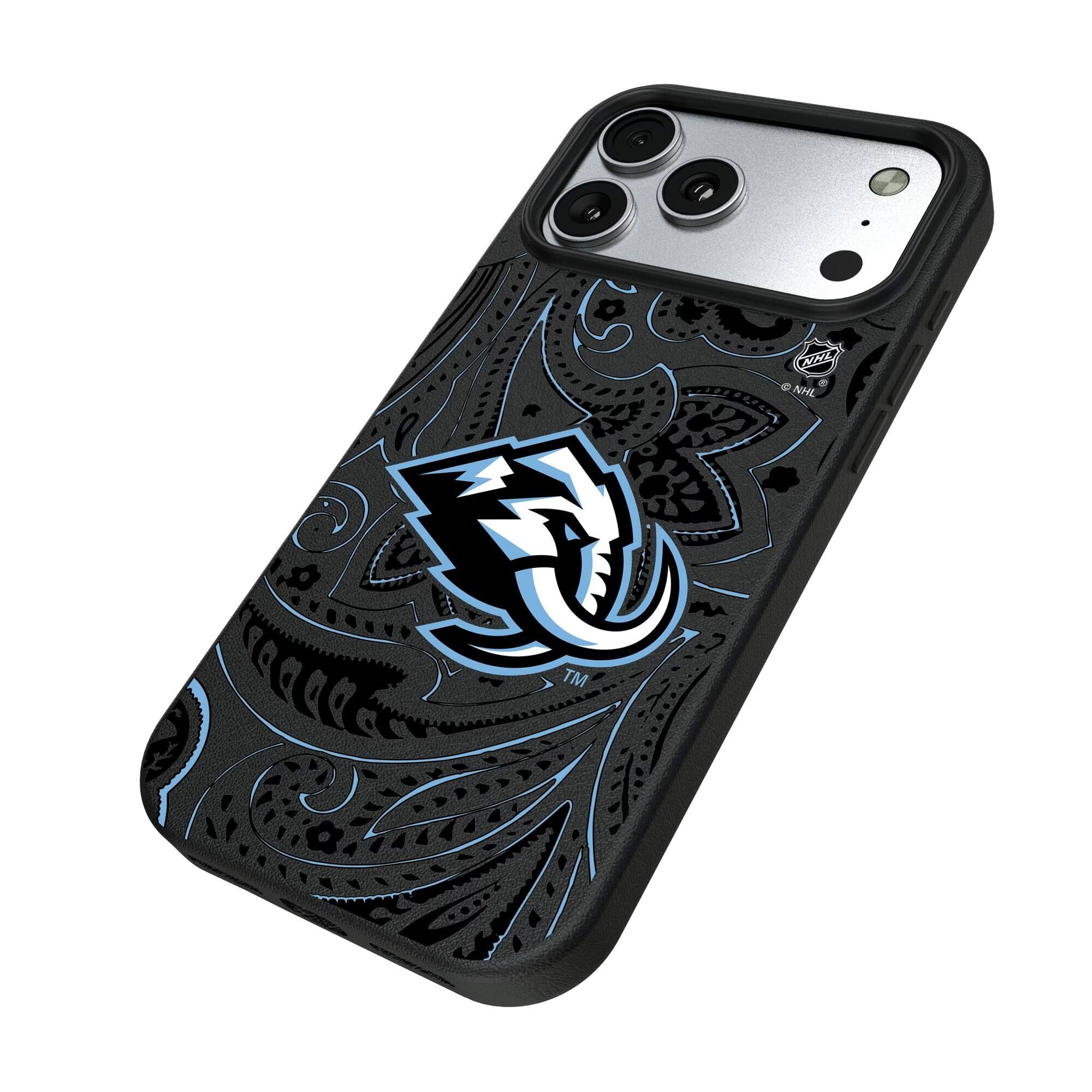 Alt View 1. Keyscaper - Utah Mammoth Paisley iPhone Magnetic Bump Case - 15 Pro - Black.