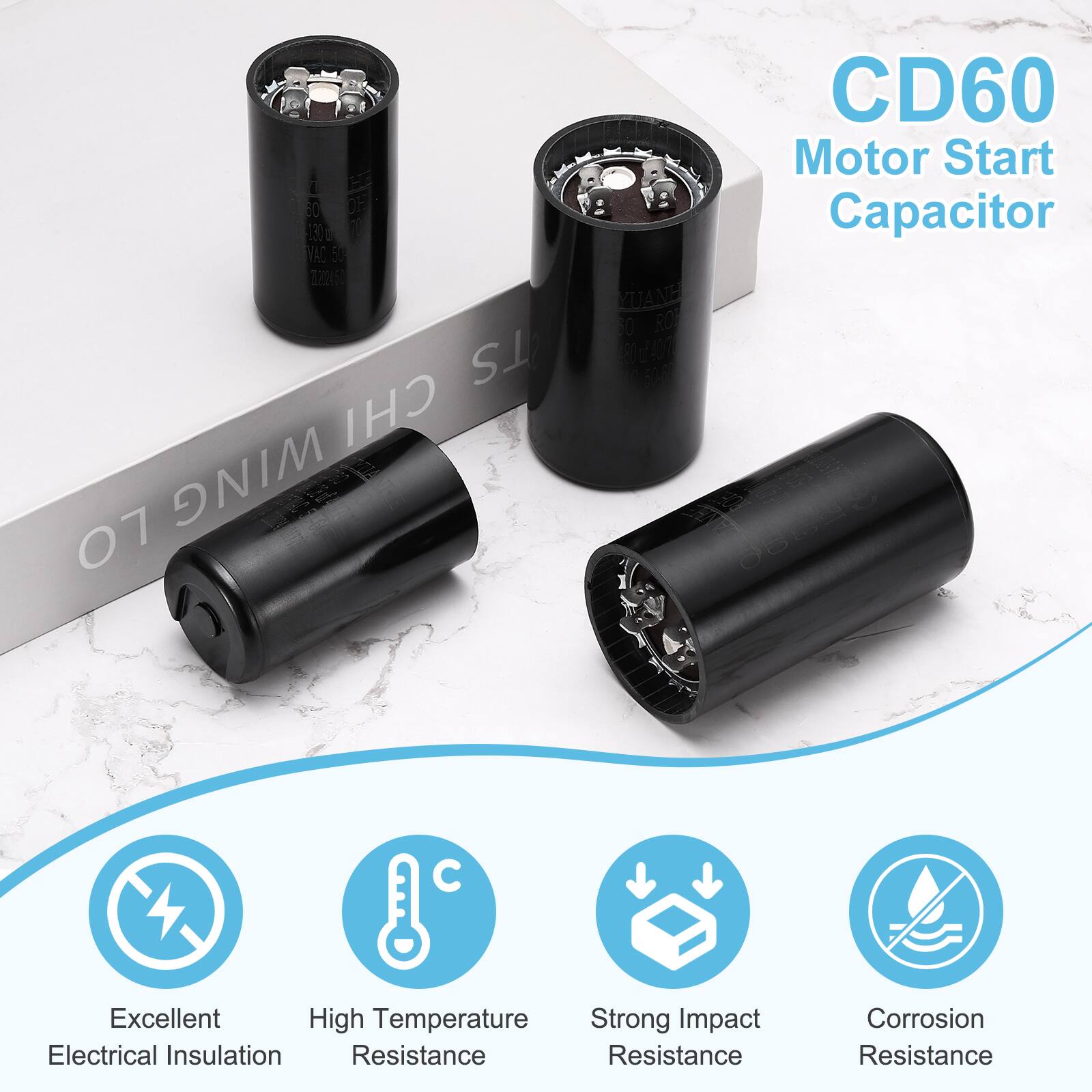 E 60 OF 1300 m VAC 50 1.2458 TS CHI WING 07 KUANE VH O ROE 20u400 516 CD60 Motor Start Capacitor C Excellent High Temperature Strong Impact Electrical Insulation Resistance Resistance Corrosion Resistance