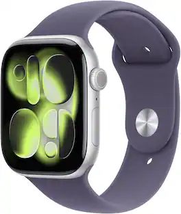 Refurbished Excellent - Apple Watch Series 11 (GPS+Cellular) 46mm Aluminum Case with Purple Fog Sport Band - M/L - Silver - (2025)