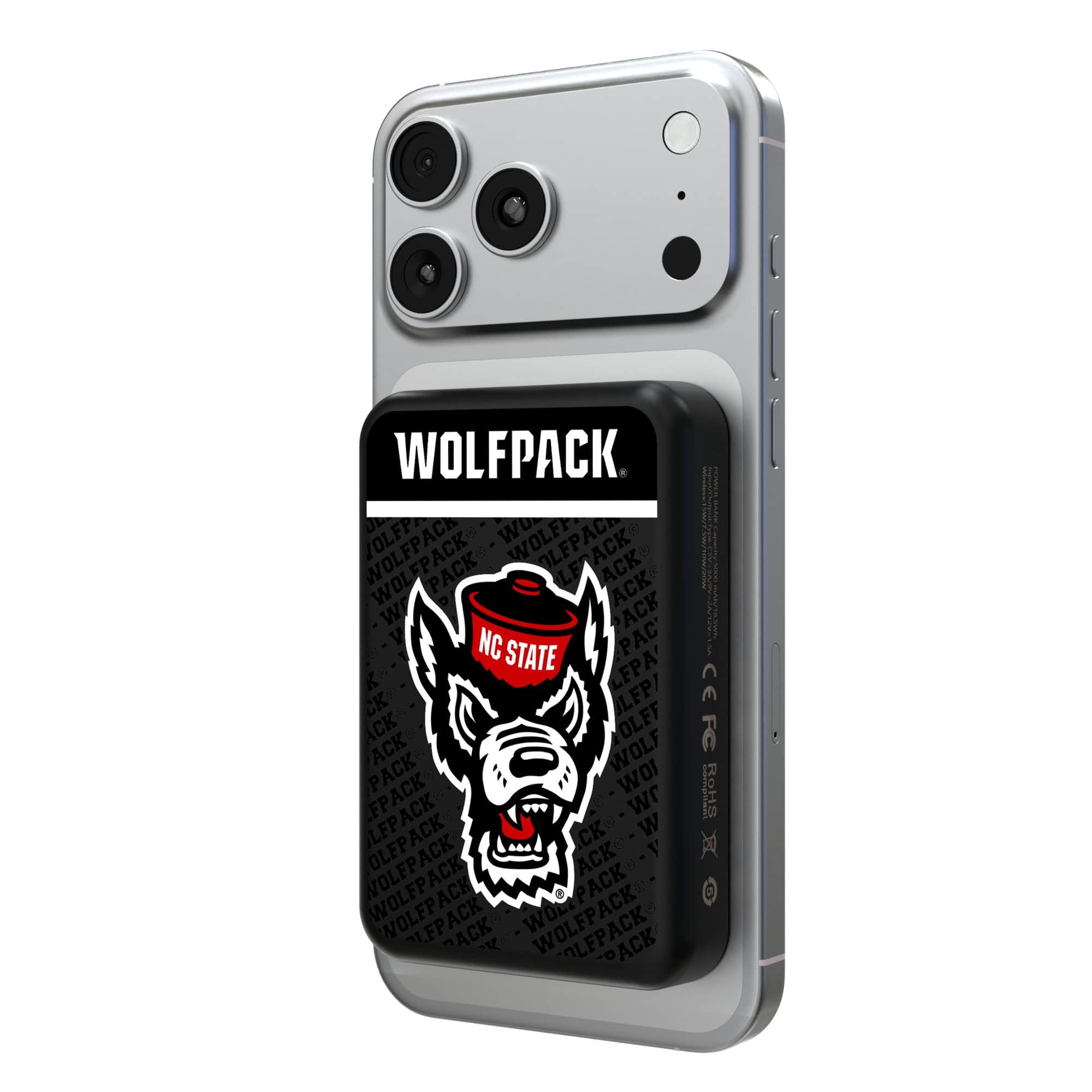 Keyscaper - NC State Wolfpack 5000mAh Wireless Magnetic Power Bank - Black