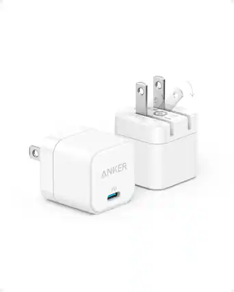Front. Anker - Anker USB C Charger with Foldable Plug, 20W USB C Charger - White.
