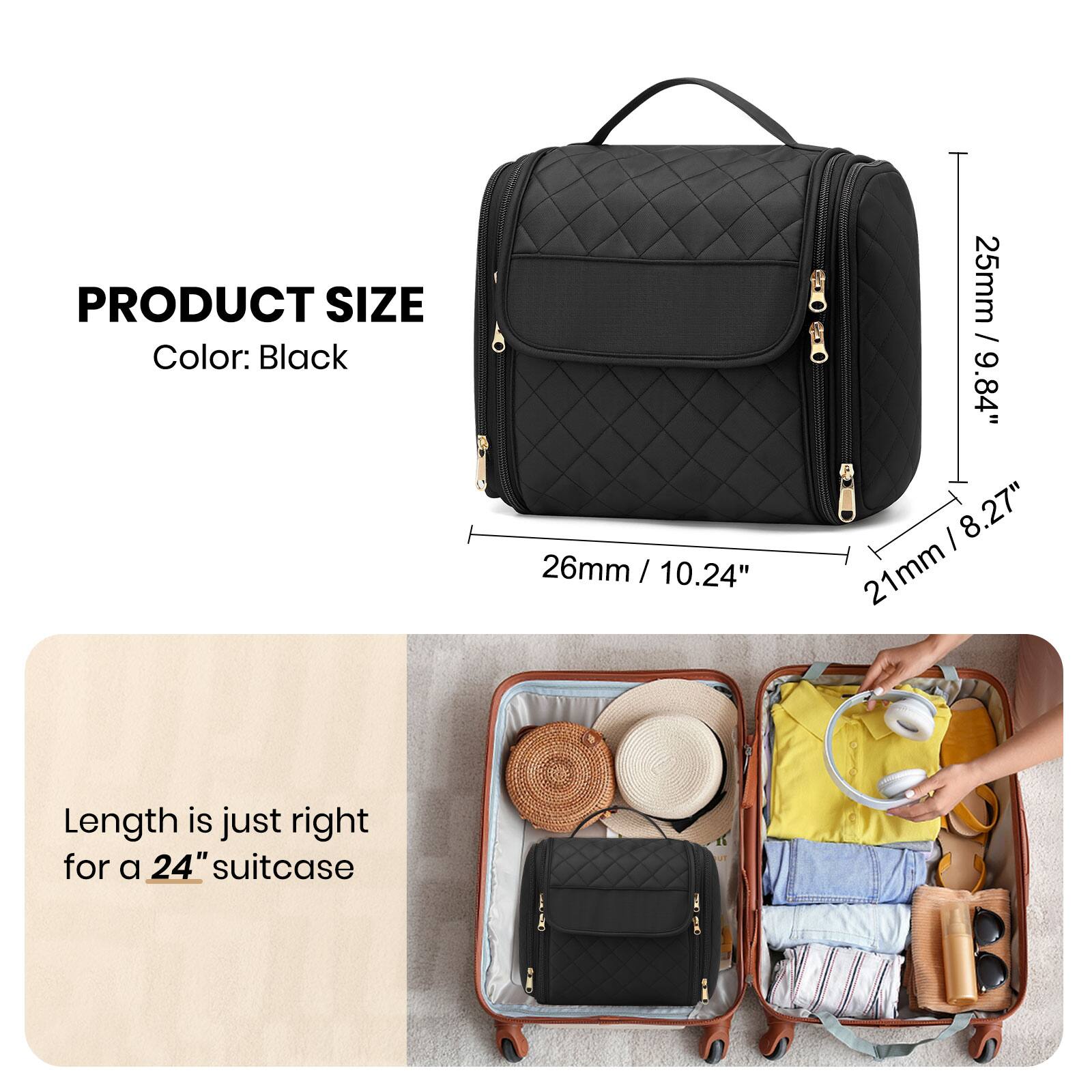 PRODUCT SIZE  
Color: Black  

26mm / 10.24"  
25mm / 9.84"  
21mm / 8.27"  

Length is just right for a 24" suitcase