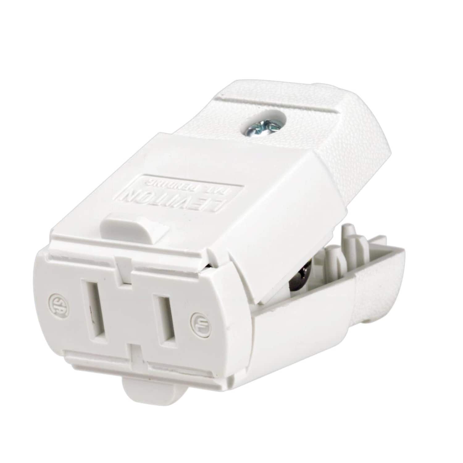 Leviton - Residential Thermoplastic Non-Grounding/Straight Blade Connector 1-15R 20-16 AWG 2 Pole 2 Wi - White