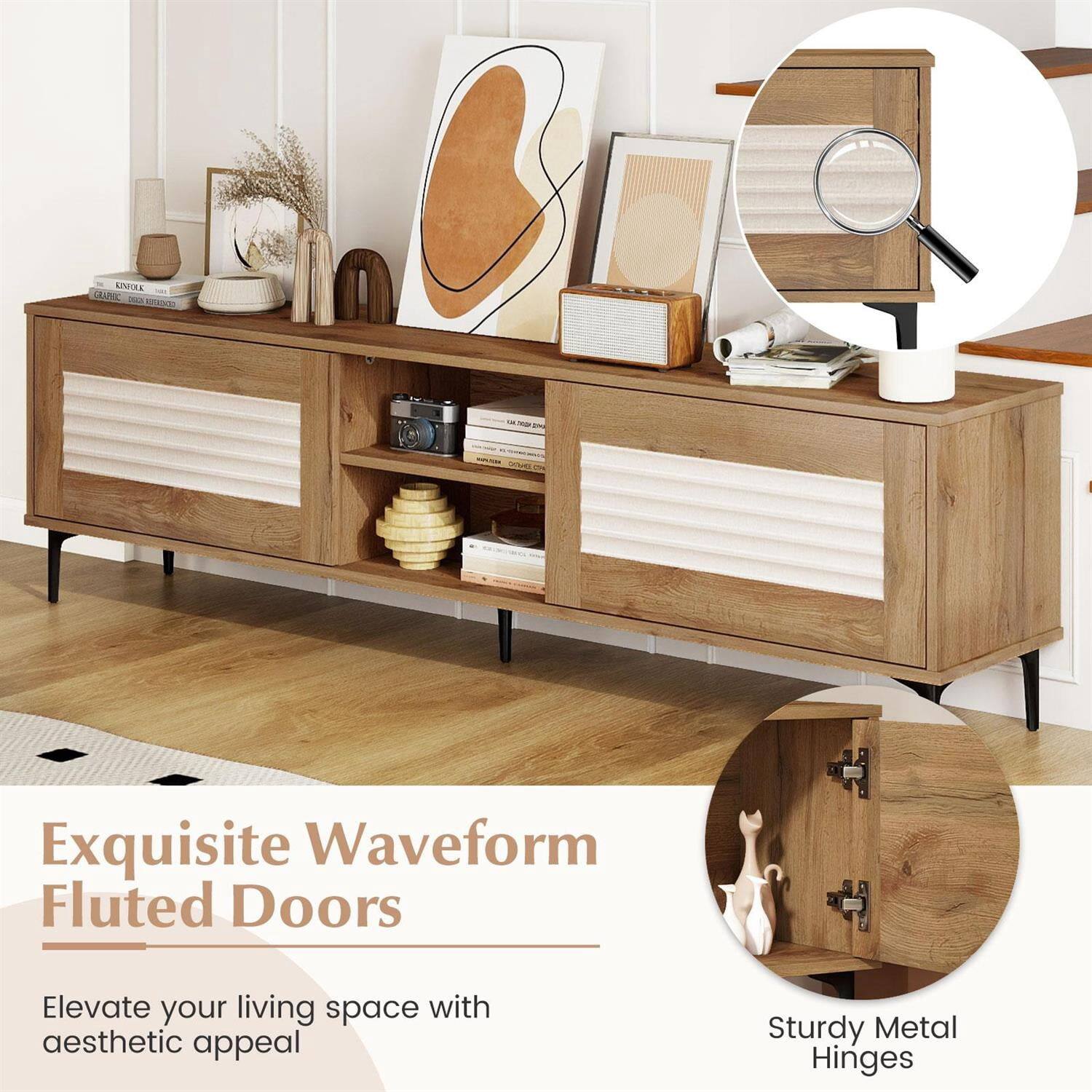 Exquisite Waveform Fluted Doors  
Elevate your living space with aesthetic appeal  

Sturdy Metal Hinges