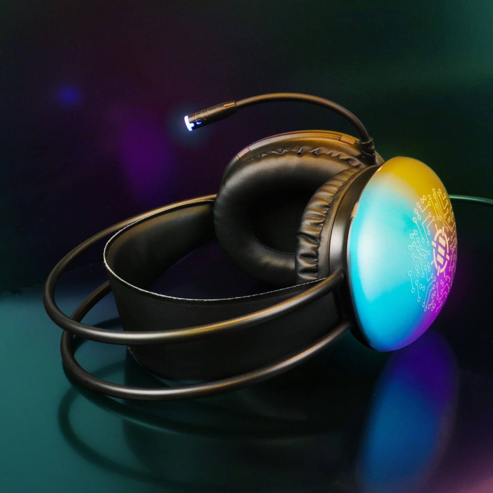 Back. ENHANCE - ENHANCE Voltaic 2 USB Gaming Headset - Stereo Gaming Headset with USB|3.5mm AUX - Clear.