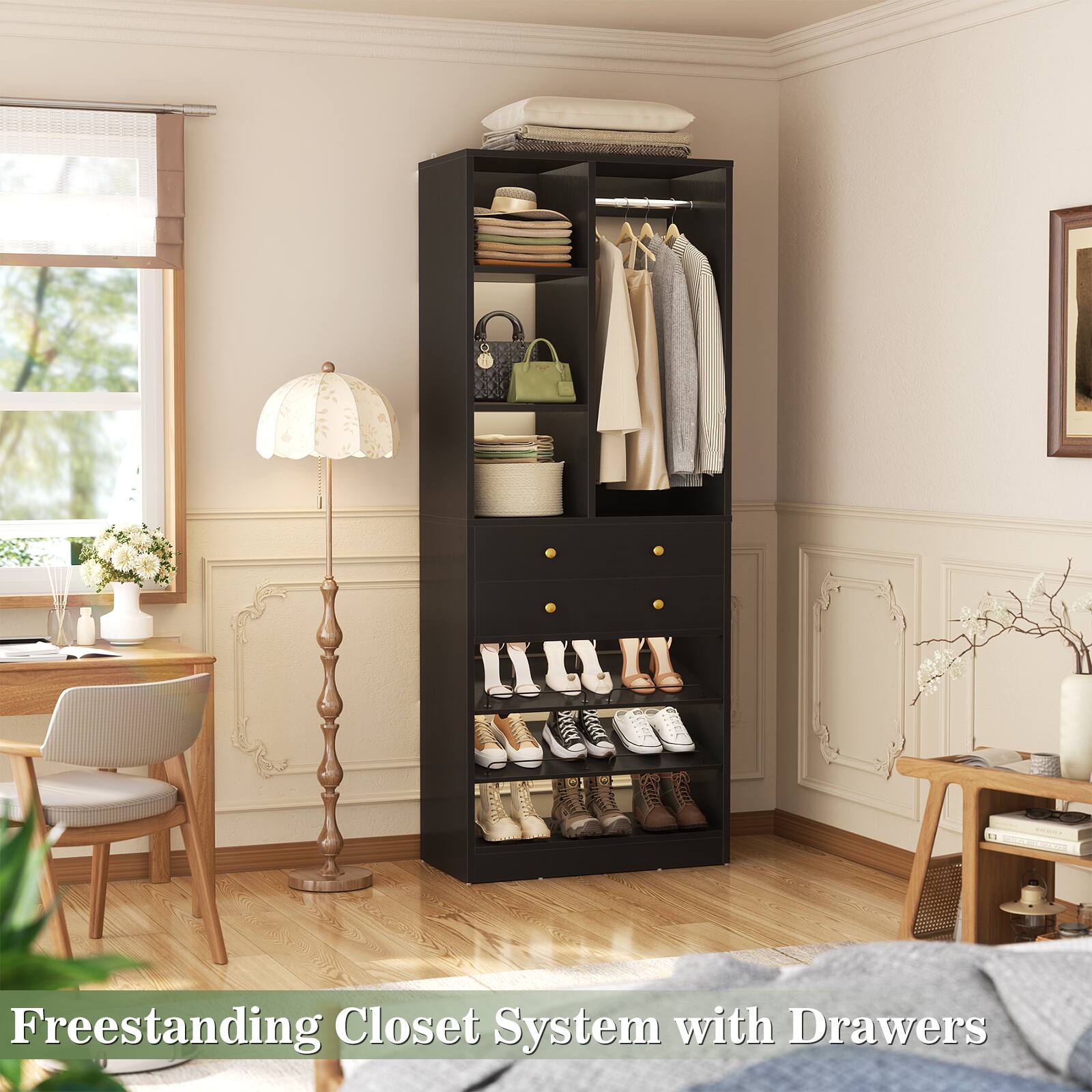 Freestanding Closet System with Drawers