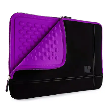 Front. Kitcheniva - Padded Laptop Sleeve Case Bag For 16" Laptop Black/Purple - Black/Purple.