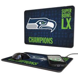 Keyscaper - Seattle Seahawks Super Bowl LX Champions 15W Fast Wireless Charger & Mouse Pad - Black