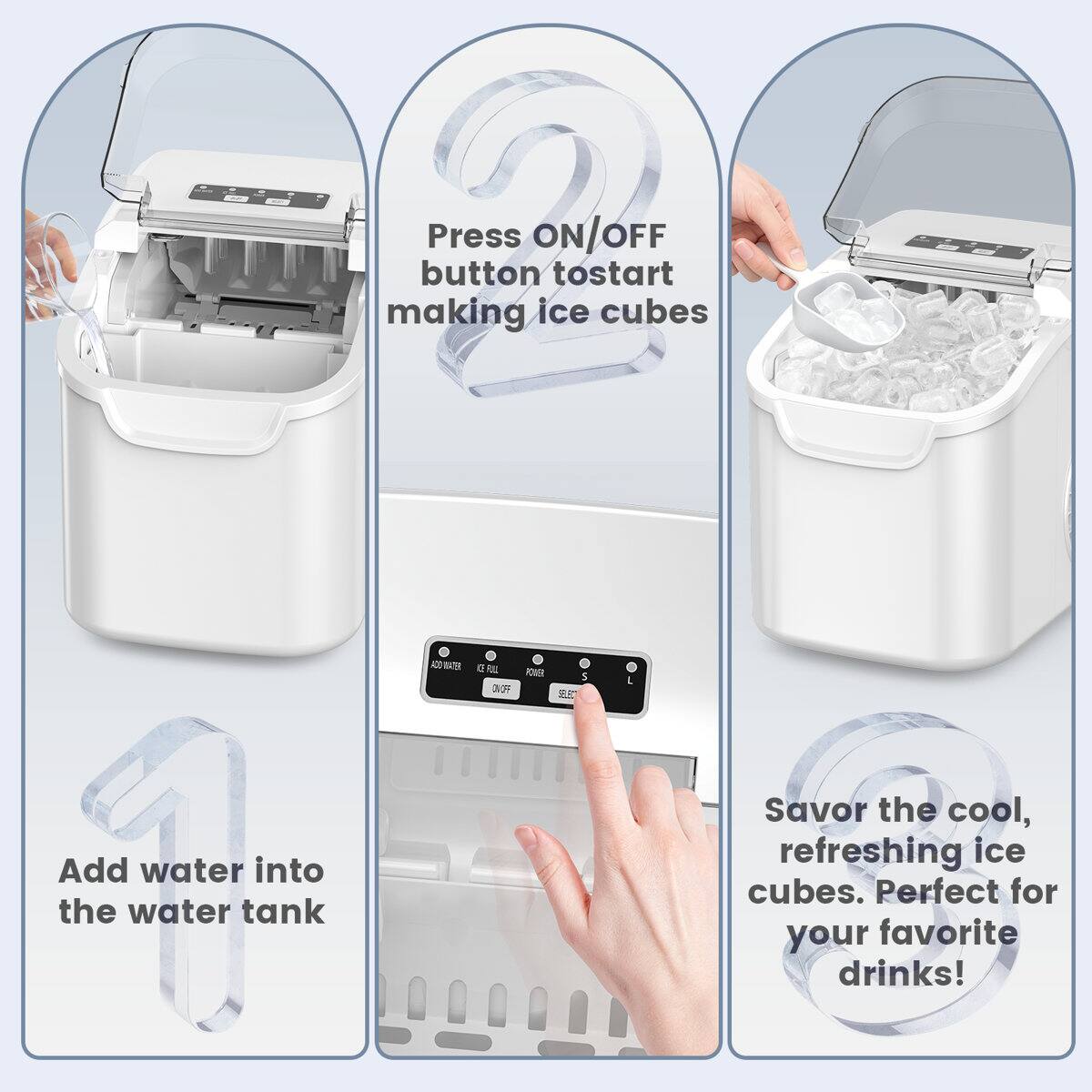 Electactic Portable 12hq Countertop Bullet Ice Maker 26lbs/24h with ...