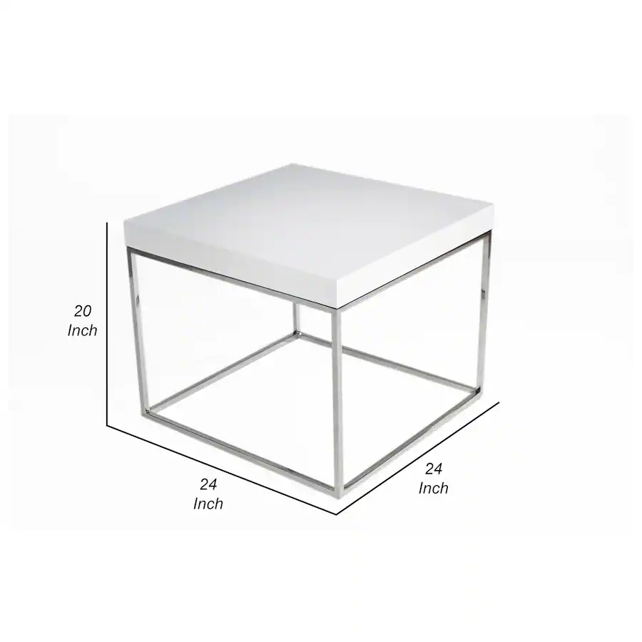 Zen Side Table Manhattan Lane Zen 24 Inch Side End Table, Square, Lacquer Top, Chrome ...