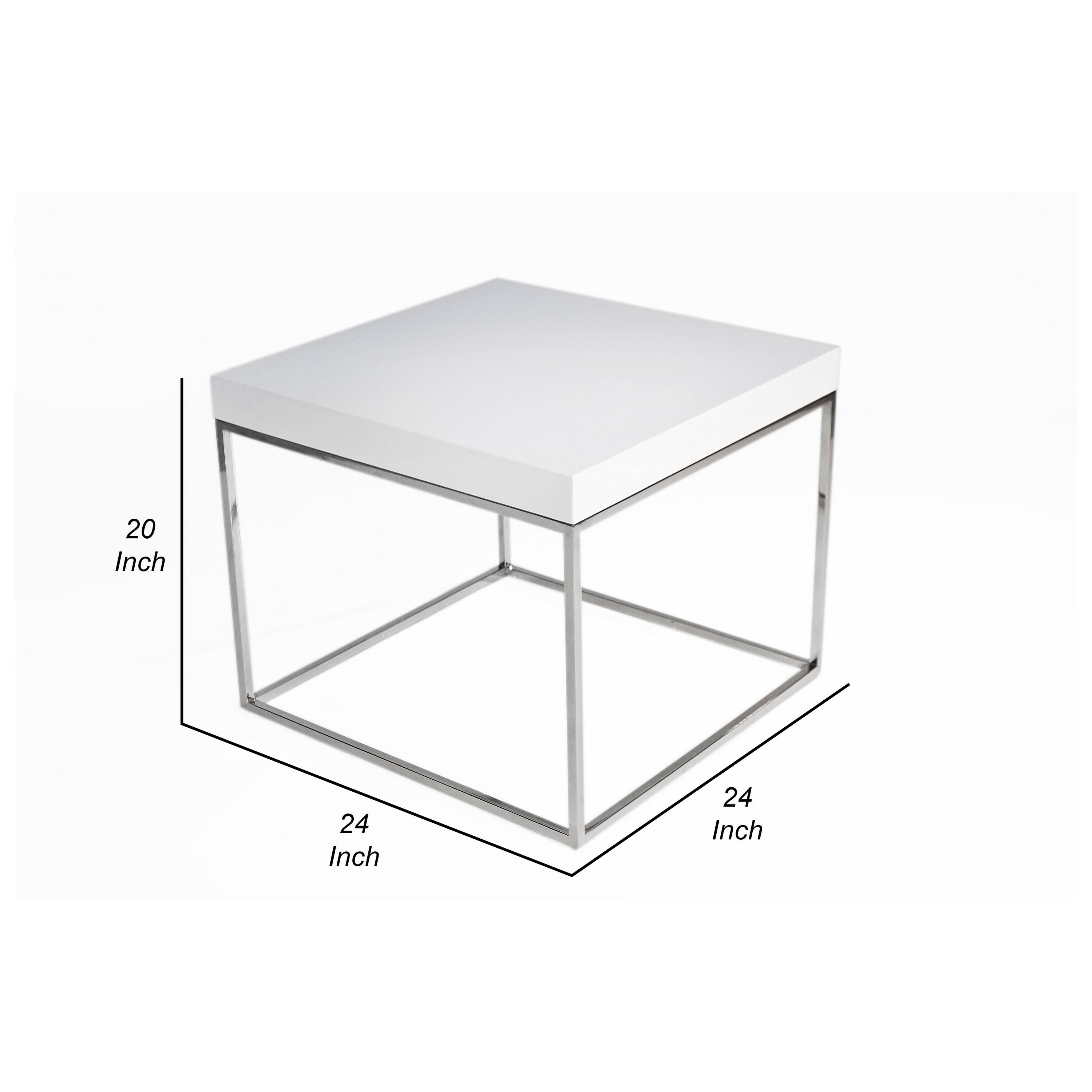 Manhattan Lane Zen 24 Inch Side End Table, Square, Lacquer Top, Chrome ...