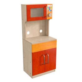 Flash Furniture - Bright Beginnings Commercial Grade Greenguard Certified Wooden Children's Kitchen Cabinet with Microwave - Natural
