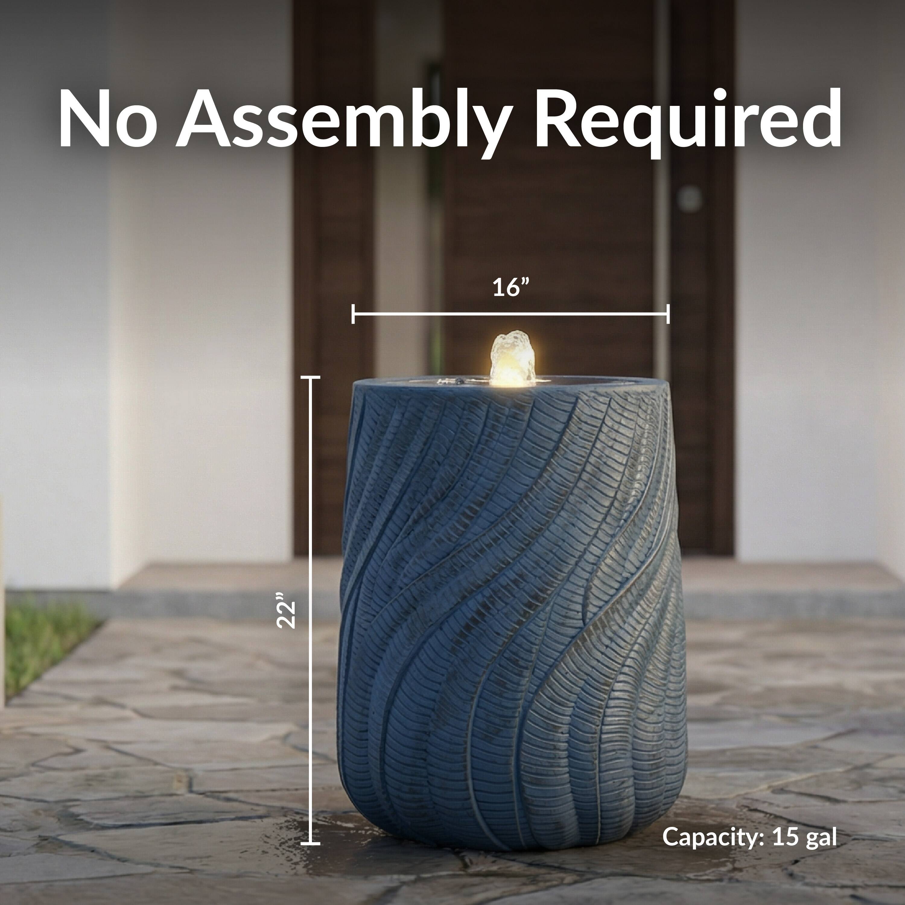 No Assembly Required  
16" x 22"  
Capacity: 15 gal