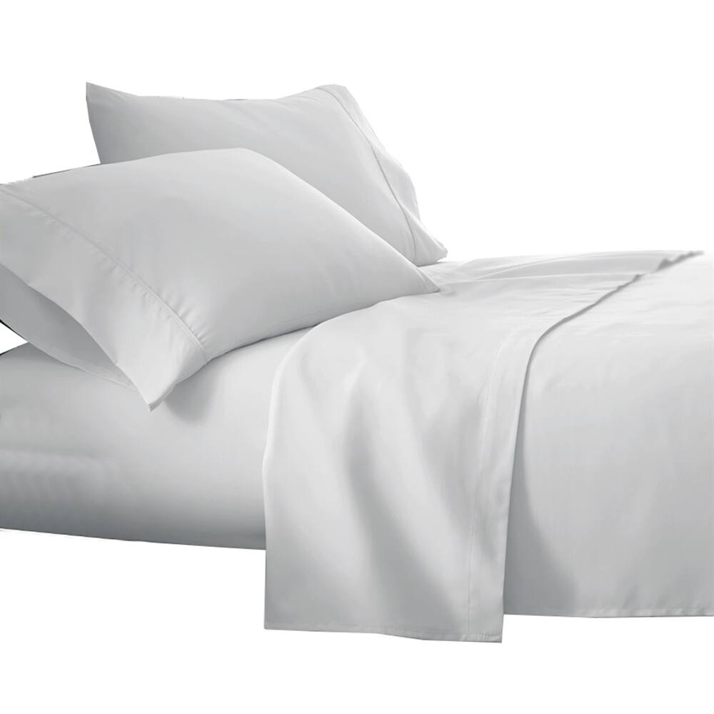 Front. Plazatex - Plazatex Luxurious Ultra Soft 100% Cotton Moisture Wicking Solid Color 4 Pieces Sheet Set Queen White - White.