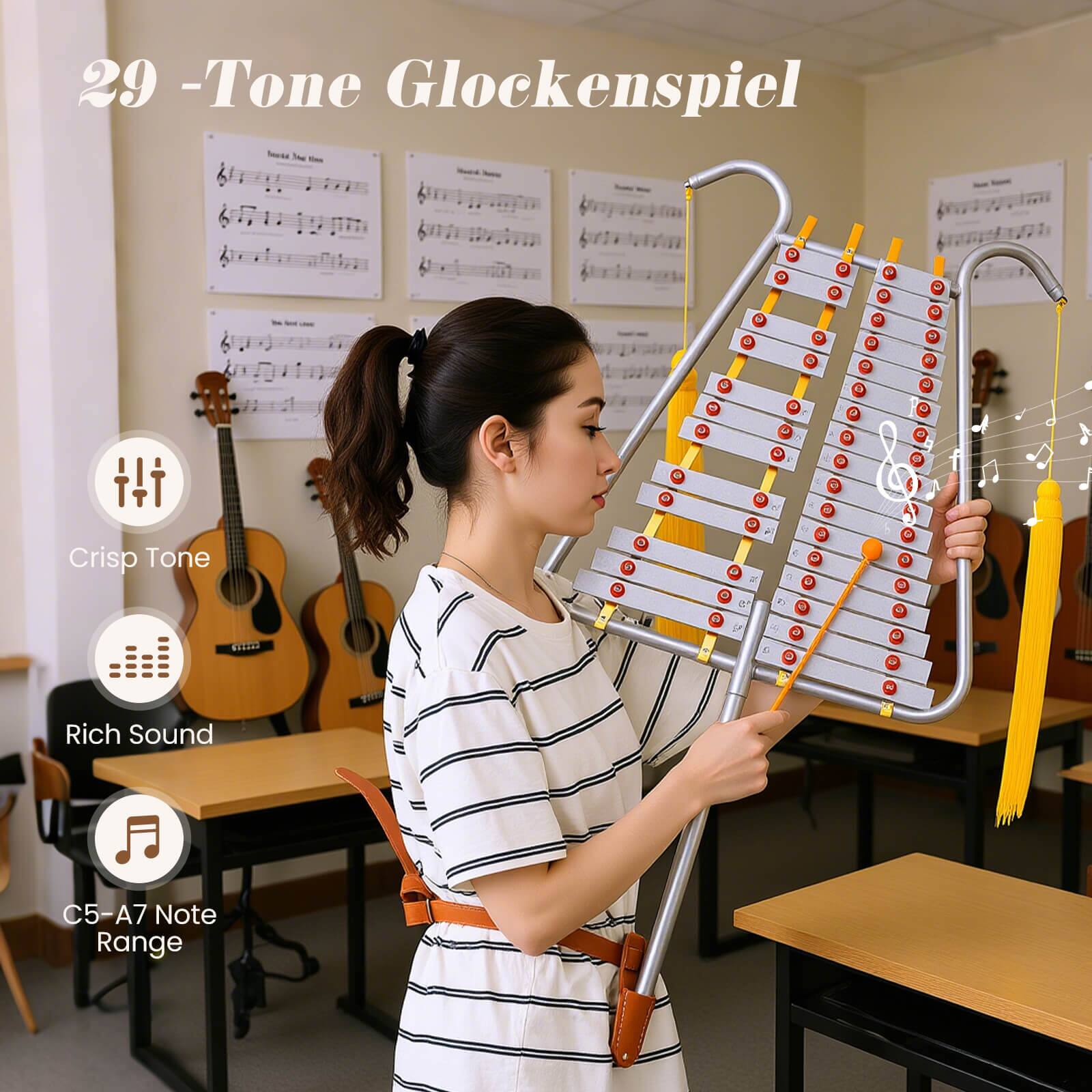 29-Tone Glockenspiel  
Crisp Tone  
Rich Sound  
C5-A7 Note Range