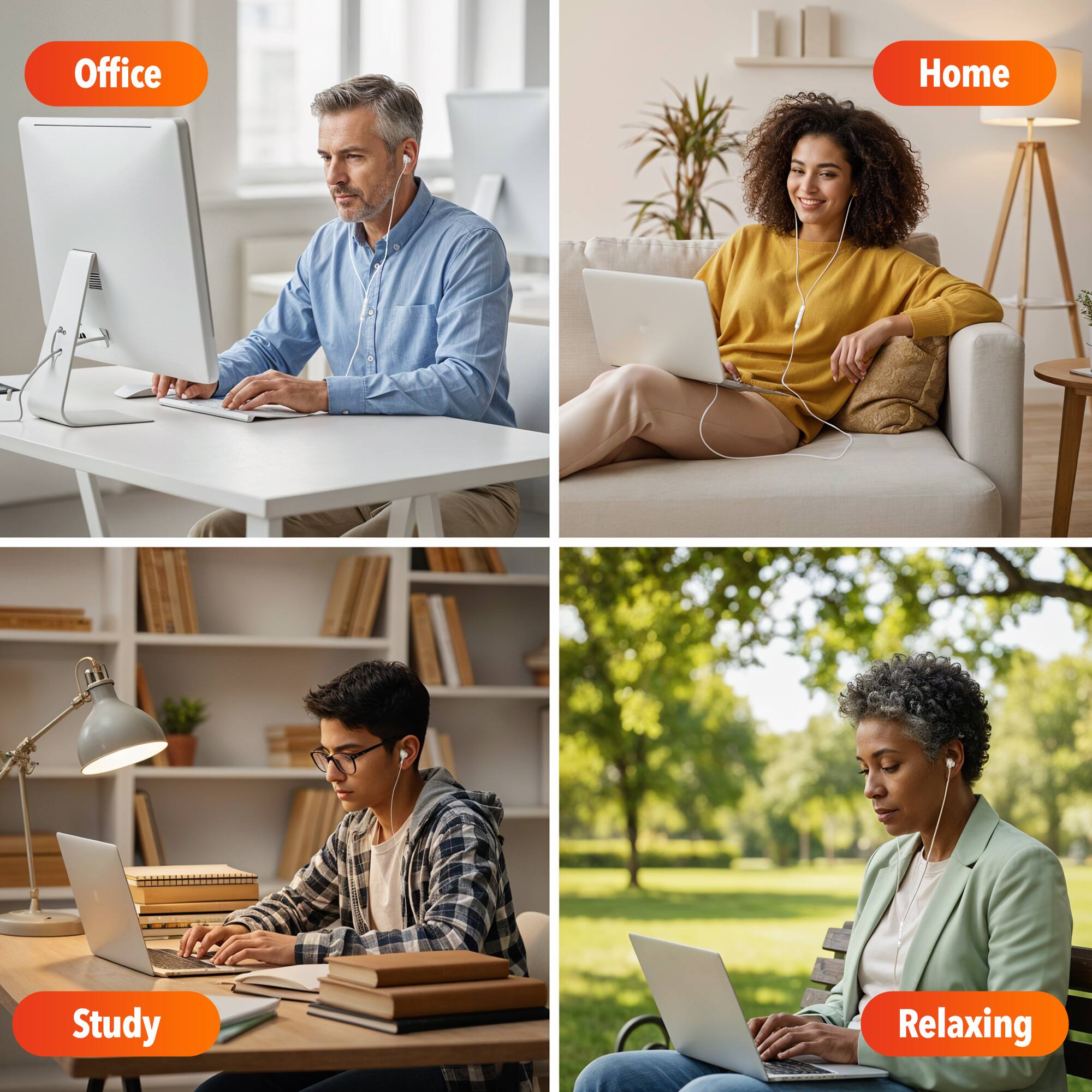 Office  
Home  
Study  
Relaxing