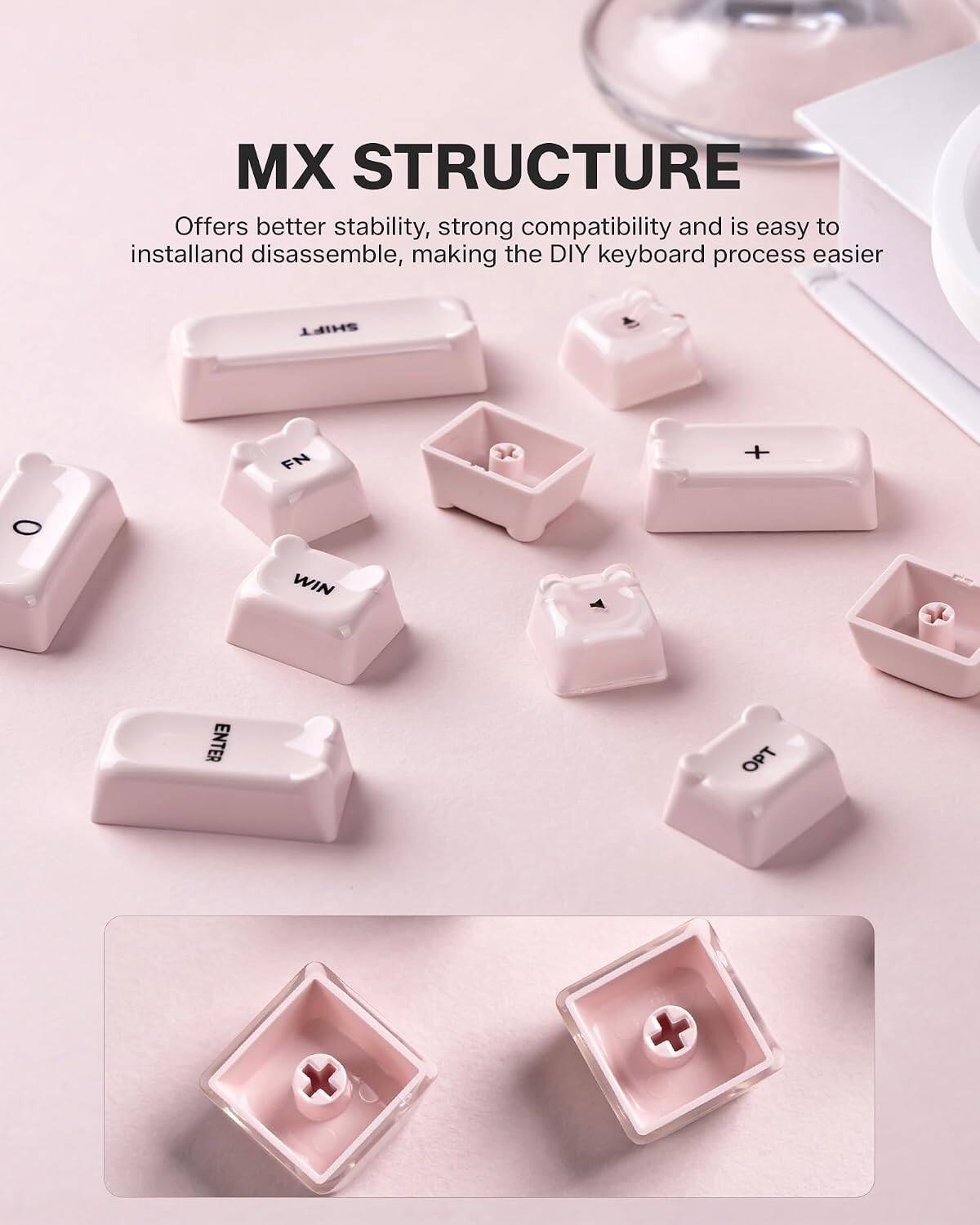 MX STRUCTURE

Offers better stability, strong compatibility and is easy to install and disassemble, making the DIY keyboard process easier

SHIFT FN + WIN ENTER OPT x +