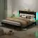Front. Bestier - Bed Frame -King Size Bed With LED Light & Adjustable Storage Headboard for Bedroom Upholstered Platform - Black.