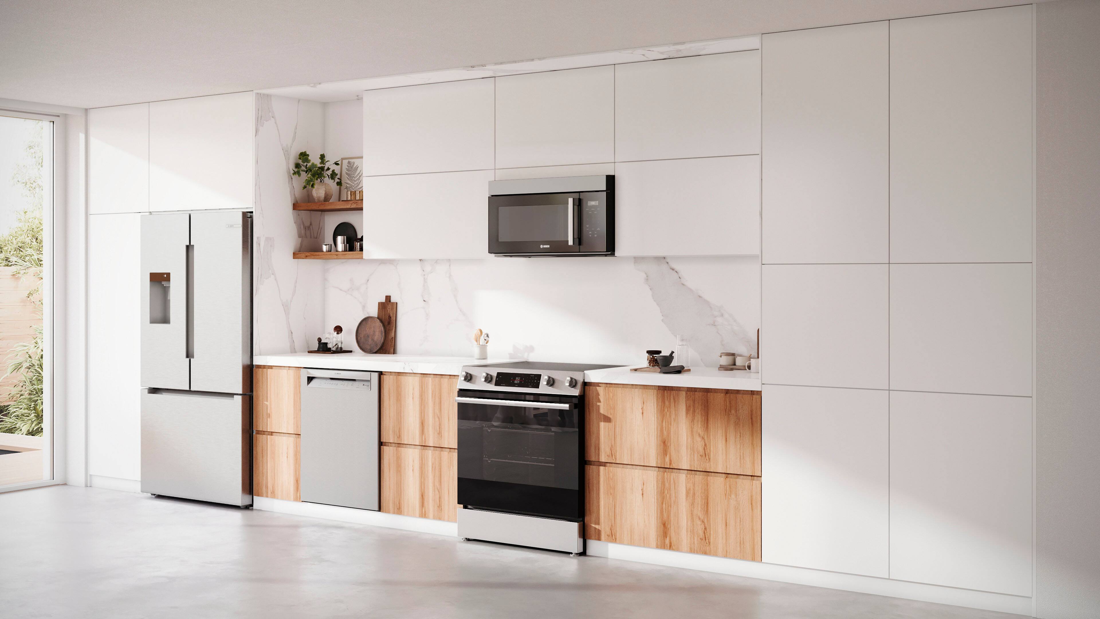 Alt View 17. Bosch - 100 Series 5.8 Cu. Ft. Slide-In Electric Convection Range with Steam-Assist - Stainless Steel.