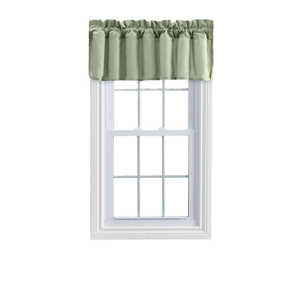Front. Ellis Curtain - Ellis Stacey 3" Rod Pocket High Quality Fabric Solid Color Window Lined Filler Valance 42"x13" Sage - Sage.