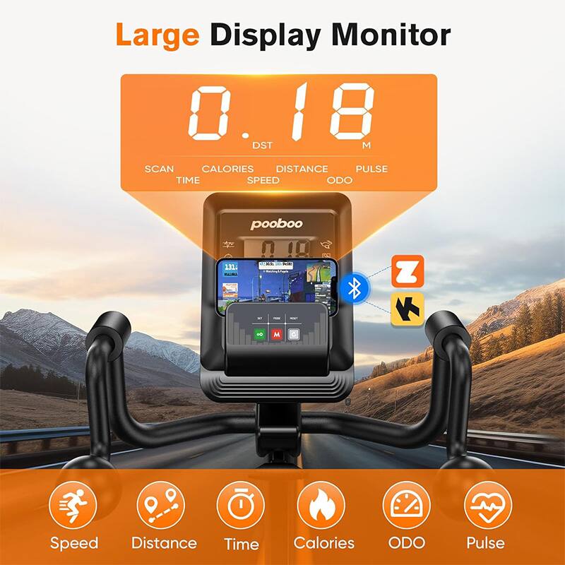 Large Display Monitor

0.18

DST M

SCAN CALORIES DISTANCE PULSE TIME SPEED ODO

Speed Distance Time Calories ODO Pulse