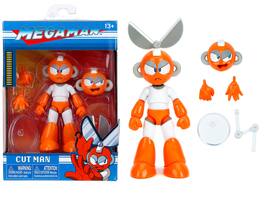 Cut Man 4.5" Moveable Figure with Accessories and Alternate Head and Hands "Mega Man" (1987) Video Game Model by Jada - White with Orange