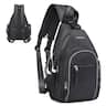 Unique Bargains - Crossbody Sling Bag with Water Bottle Holder 8.3" Convertible Small Backpack Anti Theft Daypack Chest Fanny Pack - Black