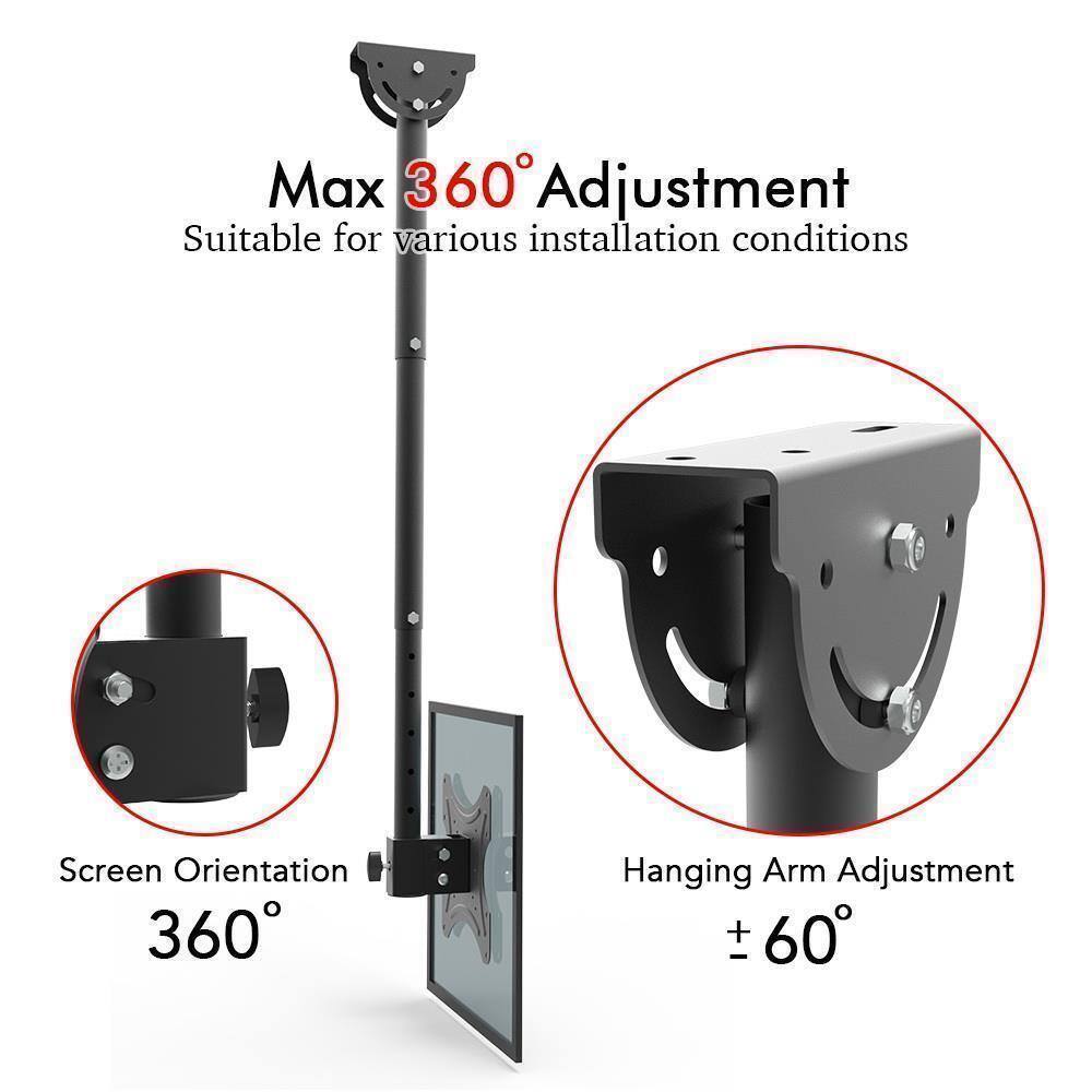Max 360° Adjustment  
Suitable for various installation conditions  

Screen Orientation 360°  

Hanging Arm Adjustment ± 60°