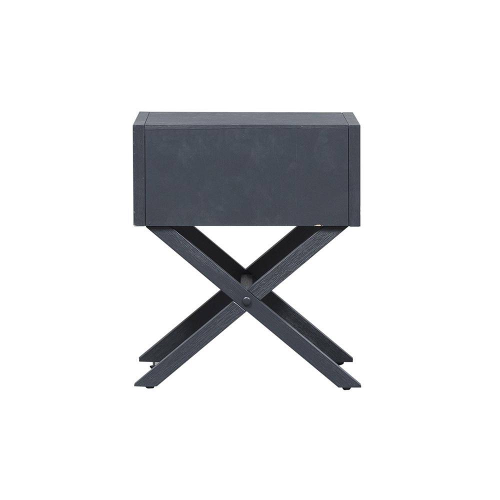 Left. Liberty Furniture Industries - East End 1 Drawer Accent Table in Wirebrushed Denim - Blue.