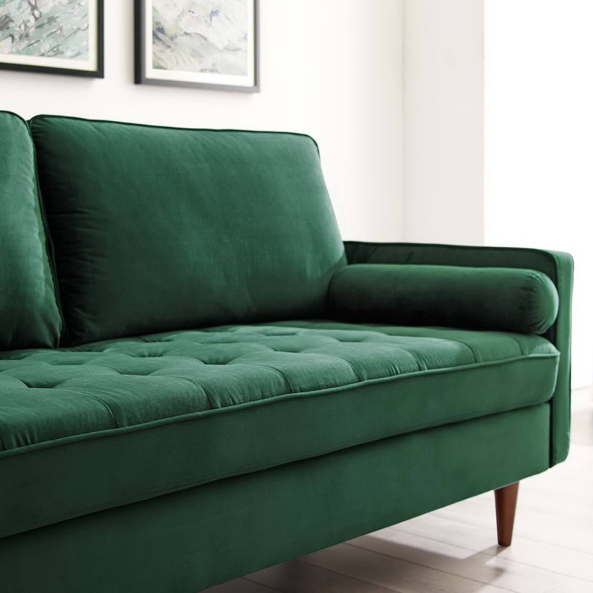 Alt View 2. Modway - Valour Performance Velvet Sofa by Modway - Green.
