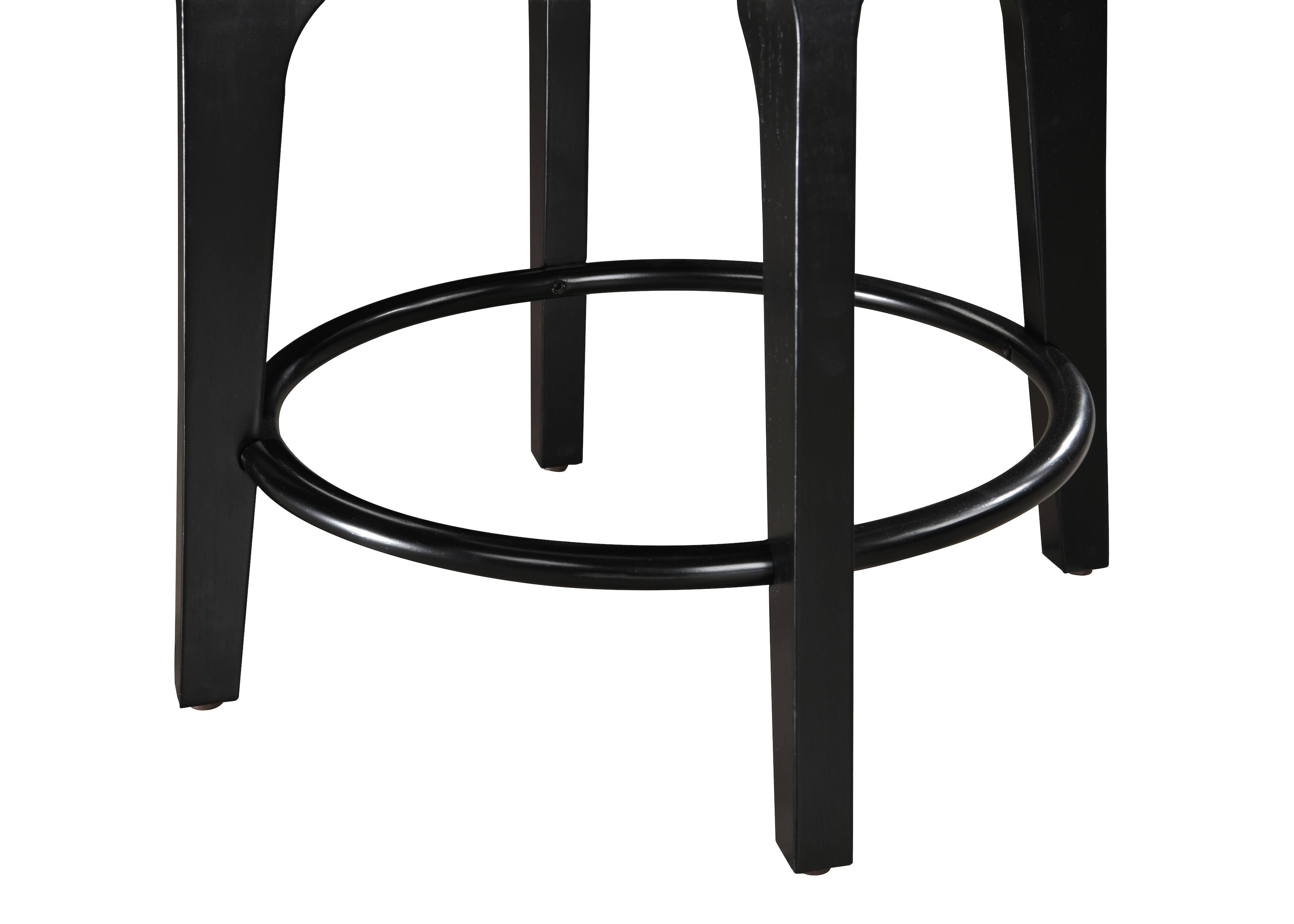 Alt View 4. LuXeo - Ellie 29 in. Black Backless Wood Bar Stool with White Boucle Fabric Seat (Set of 2) - Black/white.