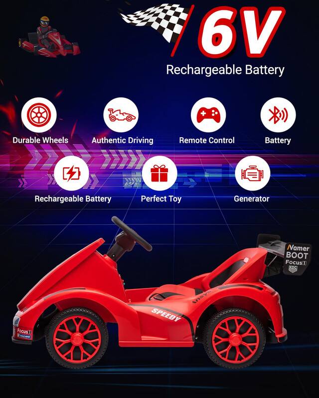 - 6V Rechargeable Battery
- Durable Wheels
- Authentic Driving
- Remote Control
- Battery
- Rechargeable Battery
- Perfect Toy
- Generator
- Vamer BOOT Focus II