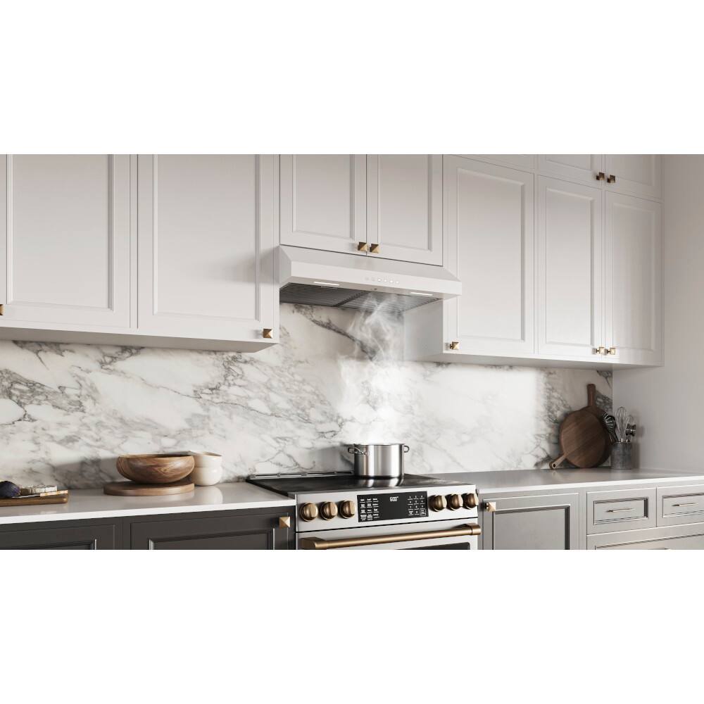 Alt View 9. Broan - Glacier 30-Inch 490 MAX Blower CFM 1.0 Sones White Range Hood - White.