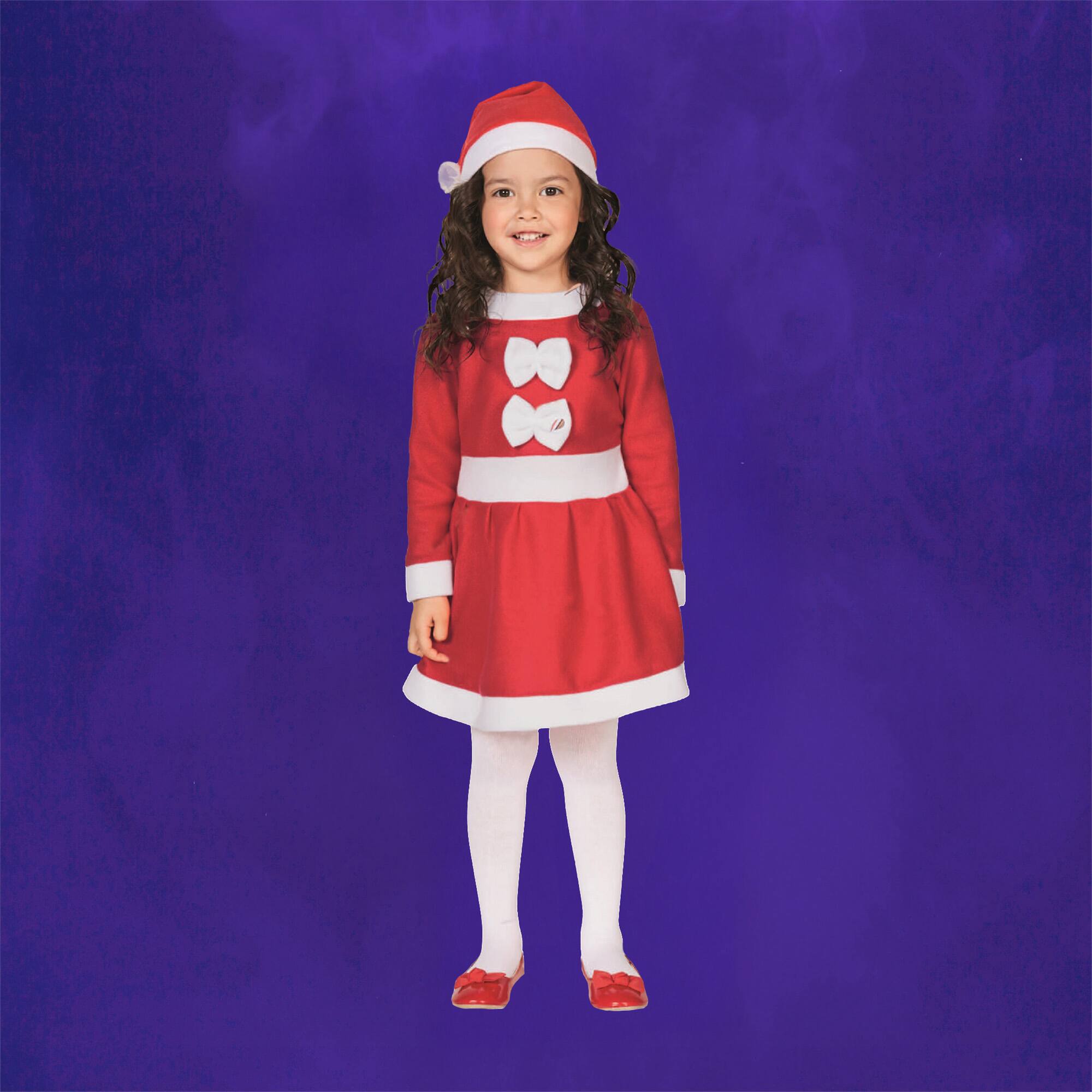 Alt View 2. Northlight - 26" Red and White Girls Santa Costume With a Dress and Hat : 6-8 years - White.