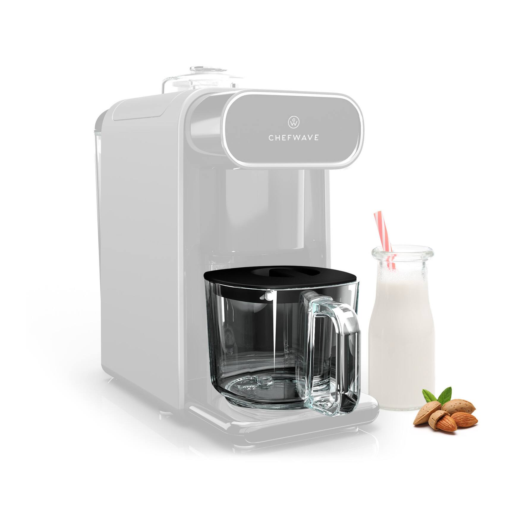 Front. ChefWave - ChefWave Glass Pitcher with Lid for the Milkmade Non-Dairy Milk Maker (Black).