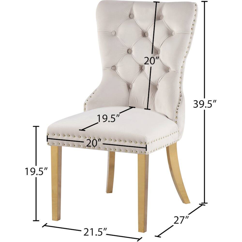 - Height: 39.5"
- Width: 20"
- Depth: 19.5"
- Seat Height: 20"
- Seat Depth: 20"
- Arm Height: 27"
- Leg Width: 21.5"